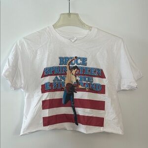 Bruce Springsteen White Cotton Graphic Women’s Crop Top - Small, NWOT